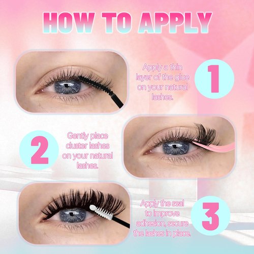 Lash Clusters Dramatic Thick Eyelash Extensions 188Pcs 100D 200D Fluffy Volume Lash Extensions Salon Quality Thick Individual Lashes for DIY Dramatic Look at Home (100D+200D)