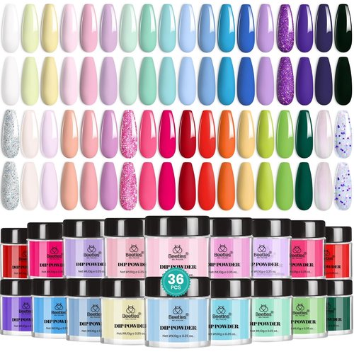 Beetles Dip Powder Nail Kit - 36 Colors Quick-Drying Glitter & Pastel Dipping Powder Set | Perfect for DIY Manicure & Nail Art