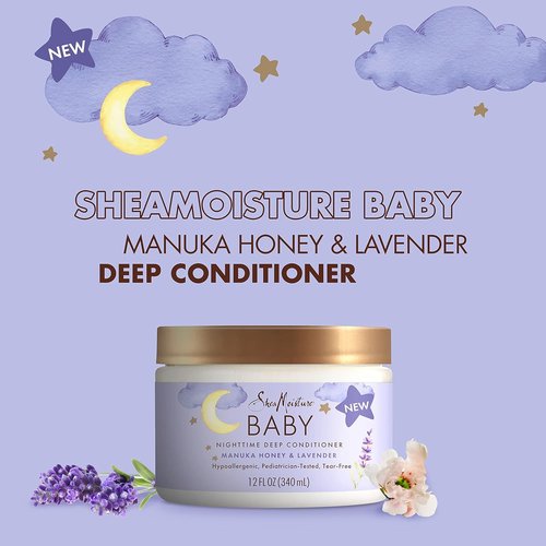 SheaMoisture Baby Deep Conditioner - Manuka Honey & Lavender for Delicate Hair | 12 oz Nighttime Care