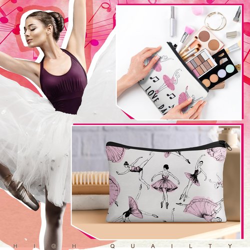 Kacctyen 20 Pcs Dancer Graduation Gifts Bulk Dance Team Makeup Bag for Women Pink Ballet Party Favors Silicone Quote Keychains Dancer Stuff Class Prizes Back to School Birthday Party Gifts for Friend