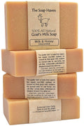 4 Goat Milk Soap Bars with Honey - Handmade in USA. All Natural Soap, Unscented, Fragrance Free, Fresh Goats Milk. Wonderful for Sensitive Skin and Babies. SLS, Paraben, GMO-Free