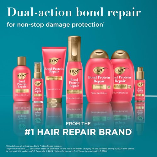 OGX Repair & Protect Bond Protein Conditioner - Lightweight Formula for Damaged Hair | 13 fl. oz, Paraben-Free