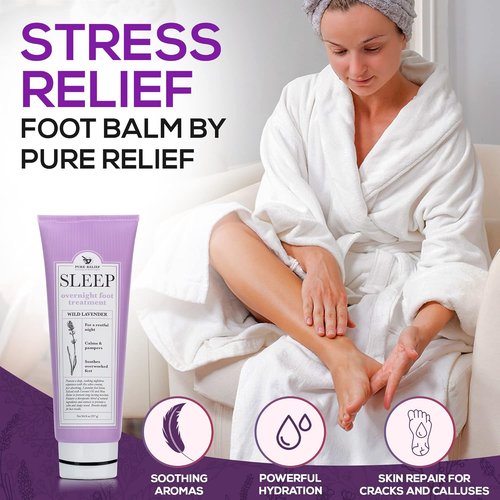 Pure Relief Foot Lotion - Moisturizing Lavender Cream with Shea Butter & Aloe for Dry Feet | 8 Oz