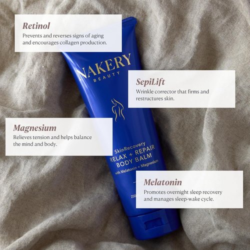 Nakery SkinRecovery Magnesium Balm - Relaxing Skin Tightening Cream with SepiLift & Retinol | Hydrating Muscle Balm with Melatonin for Restful Sleep