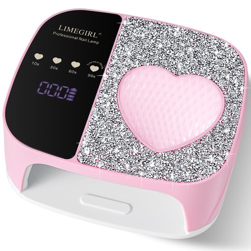LIMEGIRL UV LED Nail Lamp Kit for Gel Polish Professional Fast Curing Pink Dryer Light Set with 4 Timer Settings Cordless Rechargeable Nail Art Cure Machine for Manicure Pedicure at Home and Salon