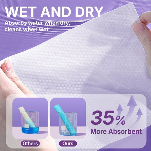 Serenorch Disposable Face Towels XL 50 Count, Pearl Texture Facial Tissues for Deep Cleansing, Ultra Thick Makeup Remover Dry Wipes, Lint Free Cotton Tissue for Sensitive Skin