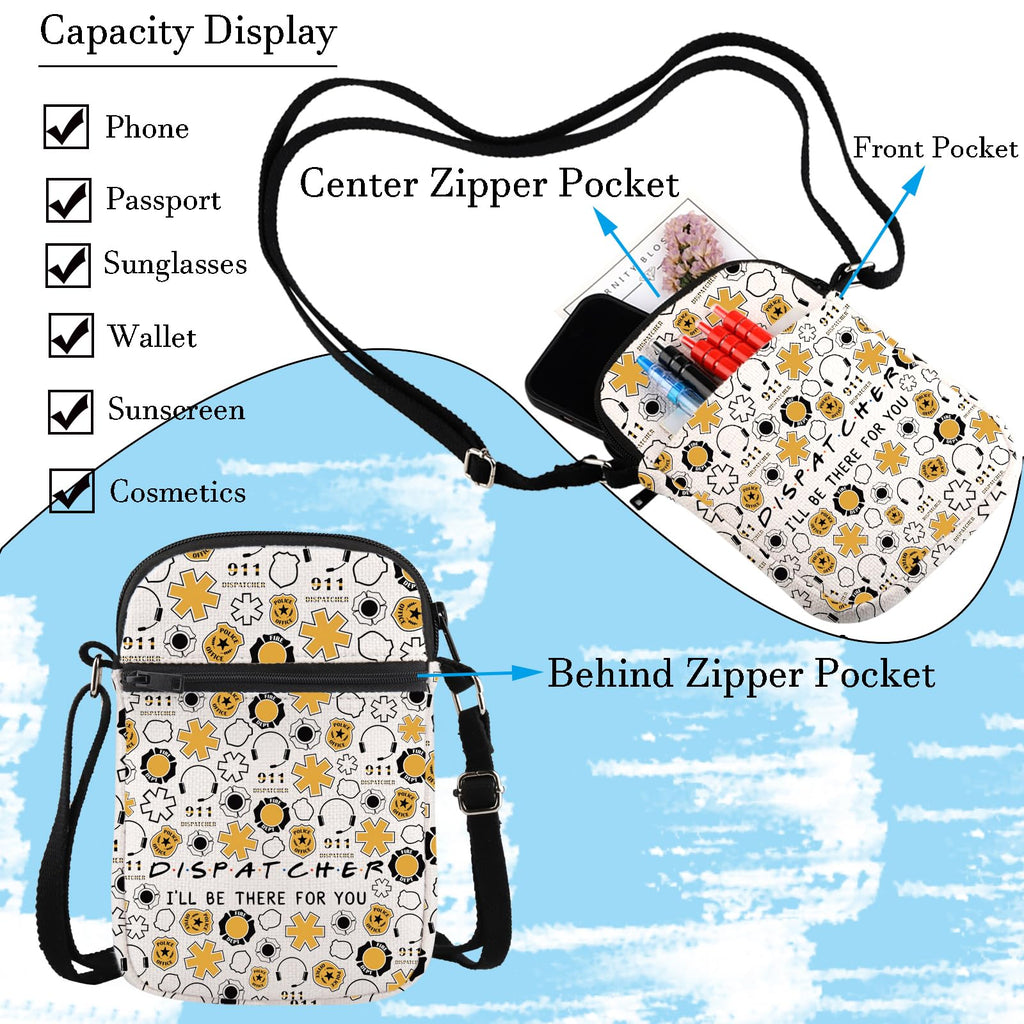 WCGXKO Dispatcher Gift Emergency Services Dispatcher Gift I'll Be There For You Zipper Crossbody Purses Bag Messenger Bag (DISPATCHER CR)