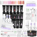 SAVILAND Hema-Free Poly Extension Gel Nail Kit: 15 Colors Poly Gel kit for 4 Weeks Lasting, Natural-Looking Poly Gel Clear White Pink Nude with Slip Solution U V Lamp Suitable for All Seasons Art DIY