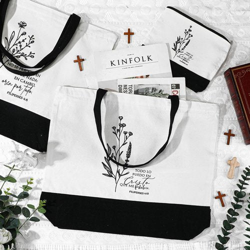 Abbylike 20 Pcs Christian Easter Gift Bags Set Faith Inspirational Tote Bag Religious Makeup Bag Gifts for Wife Mom Women(Boho Spanish)