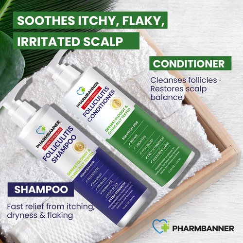 PHARMBANNER Anti-Fungal Shampoo & Conditioner Set - Tea Tree & Argan Oil for Scalp Relief | Sulfate & Paraben Free
