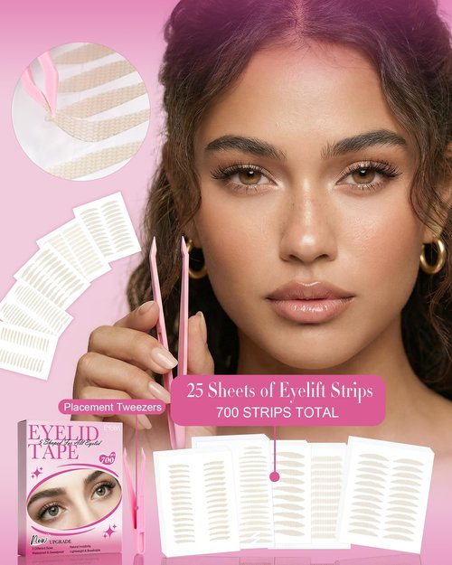 EMEDA Double Eyelid Tape 5 Sizes 700PCS Instant Lift Strips Invisible Natural Breathable Waterproof for Hooded Droopy Heavy Single Uneven Eyelids Ultra-Thin, Strong Hold(01)