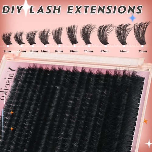 Full Volume Lash Clusters 300D 8-25mm Thick Cluster Eyelash Extensions 340Pcs Wispy 3D Individual Lashes Waterproof Mega Eyelash Clusters Soft False Eyelashes Big Pack, by Yaiseiko