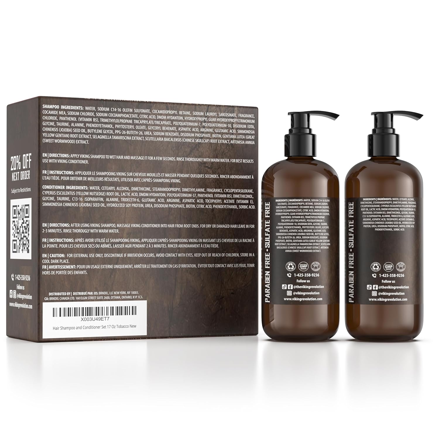Viking Revolution Men's Shampoo and Conditioner Set - Biotin & Jojoba Oil for Thinning Hair | 17 Oz