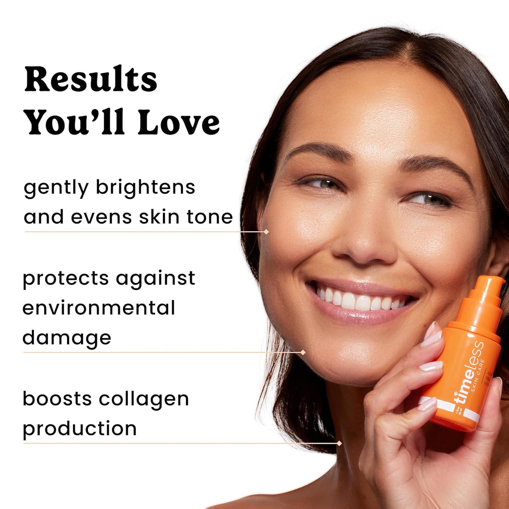 Timeless Skin Care Vitamin C Serum - Brightening Formula with Vitamin E & Ferulic Acid - 1 oz
