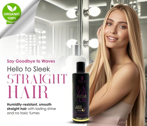 Lazzios Caviar Organic Hair Protein – Brazilian Professional Straightening & Smoothing Treatment – Formaldehyde-Free Formula with No Toxic Acids, Hyaluronic Acid, Keratin, Caviar & Argan Oil – 120 ml