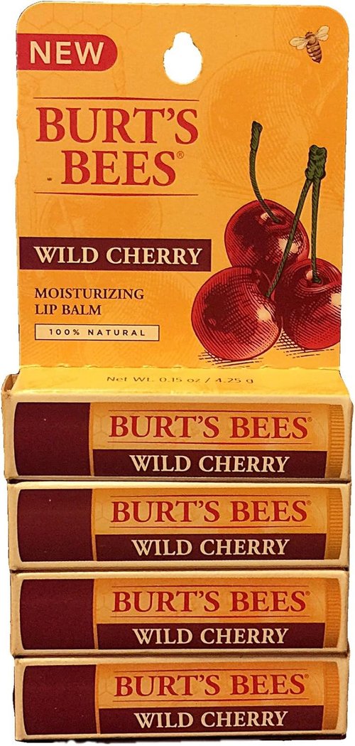 Burt's Bees Wild Cherry Lip Balm - Moisturizing Formula | 0.15 oz | 4-Pack