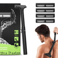 Manual Back Shaver for Men with Long Extendable Handle, Body Back Hair Trimmer for Men with 4 Replaceable Blades, Self-Service Body Groomer Razor, Wet & Dry Shaver for Easy Hair Removal black