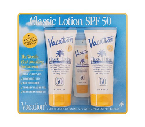 Vacation Classic Lotion SPF 50 - Pack of 2 with Air Freshener