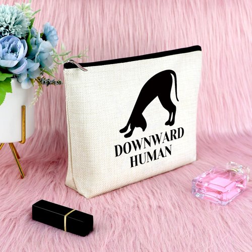 Sfodiary Yoga Gifts for Women Makeup Bag Yoga Lover Gift Cosmetic Bag Dog Lover Gift for Girl Mom Dog Themed Birthday Christmas Graduation Present for Women Friends Cosmetic Travel Pouch
