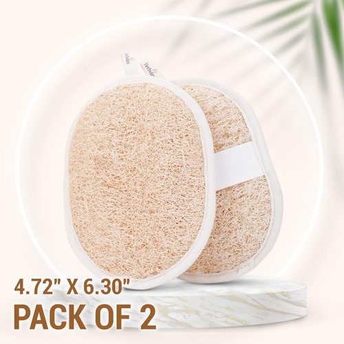 Herbvian Vietnamese Natural Loofah Exfoliating Body Scrubber Pads, 100% Plant-Based Shower Luffa Sponge, Bath Loofah for Women Men (2, Pack of 2)