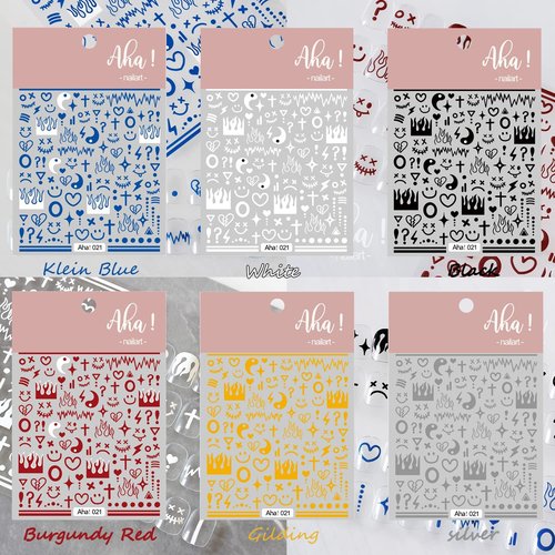 6 Sheets Nail Art Sticker Decals for Men, ins Minimalist Style Klein Blue Flame Nail Art Sticker Decals Impressionist Lines Star for Men Girls Nail Art Decoration (6 Colors)