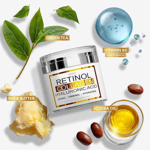 Regine Switzerland Retinol Cream - Anti-Aging Moisturizer with Collagen & Hyaluronic Acid | Day & Night Use