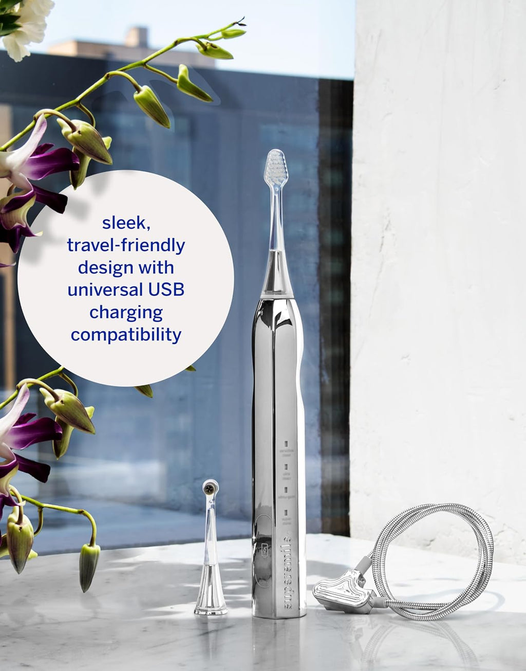 Supersmile Zina45™ Sonic Pulse Toothbrush - Angled Brush with Polishing Head for Whiter Teeth & Healthier Gums