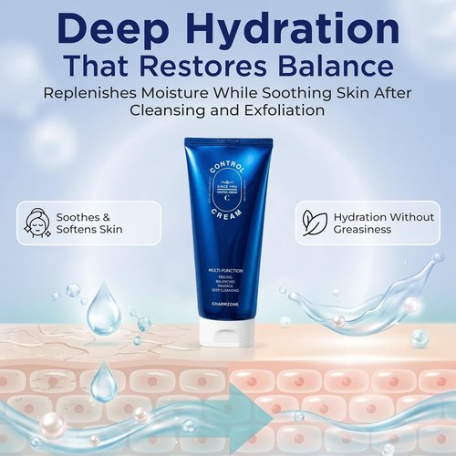 CHARMZONE Control Cream - Korean Exfoliating Face & Body Massage Cream for Sebum & Dead Skin Removal | Hydrating Moisturizer (150ml)