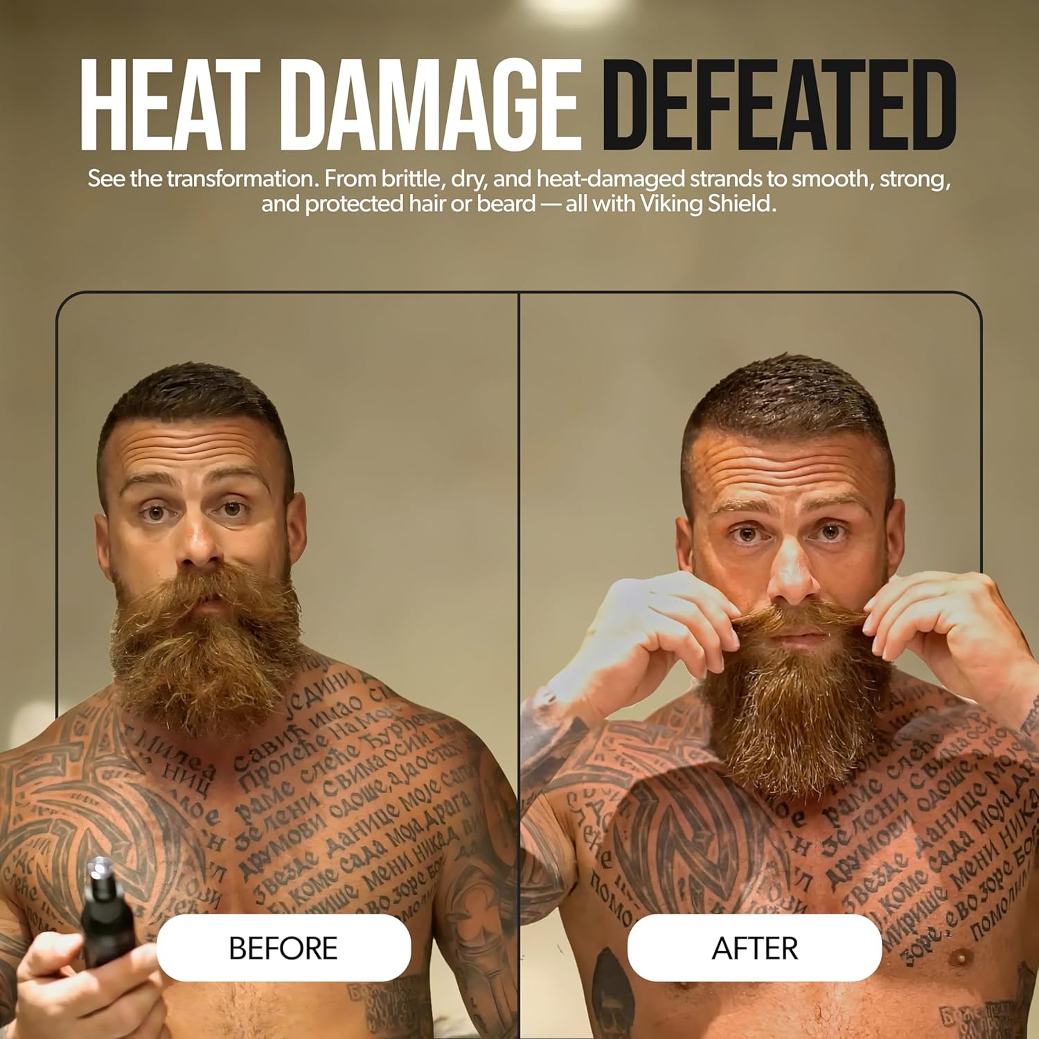 Viking Shield Beard Spray - Heat Protectant for Men | Argan Oil Thermal Protector - 4 Fl Oz