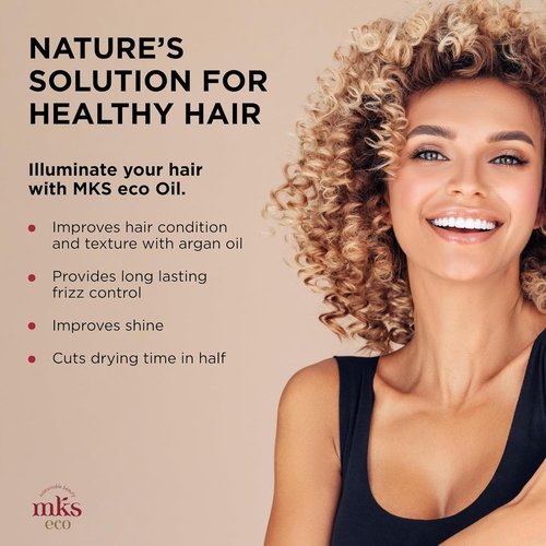 MKS Eco Oil - Hair Styling Elixir with Moroccan Argan & Hemp Seed Oils - Nourish, Control Frizz & Enhance Smoothness - Vegan & Cruelty-Free