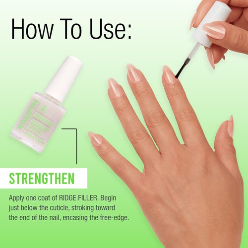 Nail Tek Ridge Filler Formula 1 – Clear Ridge Filler for Nails Base Coat, Nail Strengthener Polish for Strong, Healthy Natural Nails Growth, 0.5 fl oz