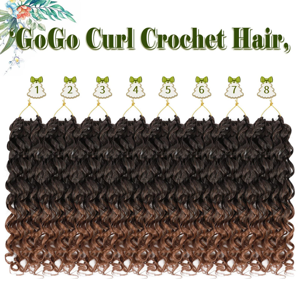 Vomella GoGo Curl Crochet Hair 8 Packs 14 Inch Curly Crochet Hair for Black Women Short Water Wave Beach Curl Synthetic Deep Twist Crochet Hair Extensions(T30#)