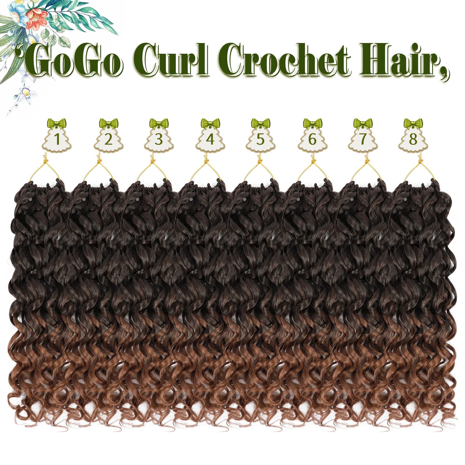 Vomella GoGo Curl Crochet Hair 8 Packs 14 Inch Curly Crochet Hair for Black Women Short Water Wave Beach Curl Synthetic Deep Twist Crochet Hair Extensions(T30#)