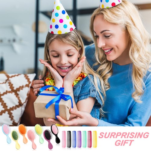 HOFASON 70 Pieces Bulk Mini Wet Hair Brush & Mini Comb Set for Kids Girls Women, Bridesmaid Gift, Spa Party Supplies, Summer Stuff, 35 Travel Small Brushes for Hair 35 Fine Wide Hair Combs for Boy Men