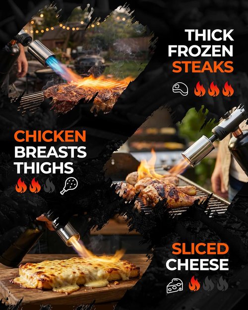 Skiennix Propane Torch Head - Culinary Blow Torch with Instant Heat & Safety Lock | Adjustable Flame for BBQ & Kitchen Use