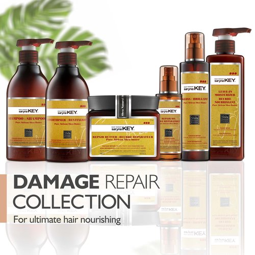 Saryna Key Shampoo for Damaged Hair with Pure African Shea Butter - Moisturizing Shampoo for Dry Damaged Hair - Professional Keratin Treatment - Sulfate Free, No Parabens, Cruelty Free (500ml/16.9oz)