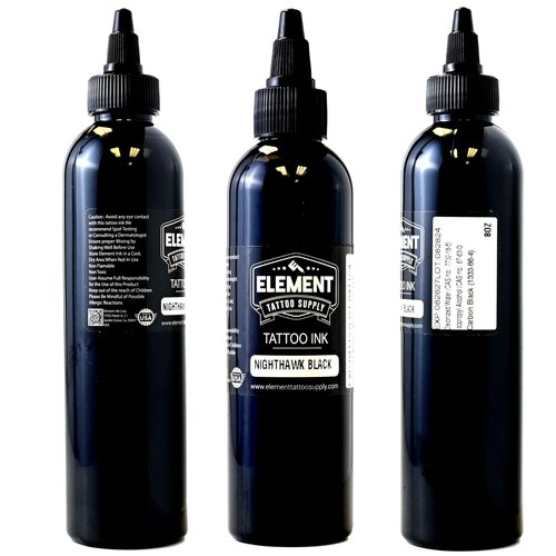 Element Tattoo Supply Nighthawk Black Tattoo Ink 8oz Deep Dark Black Pigment Professional Grade Smooth Flow Bold Solid Lining Shading Fade Resistant Trusted Tattoo Ink for Artists