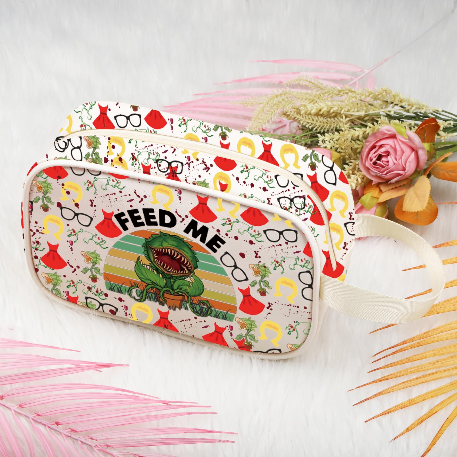 XYANFA Little ShopHorrors Inspired Makeup Bag Horror Movie Fans Gift Spooky Horror Musical Toiletry Bag (FEED ME t-m)