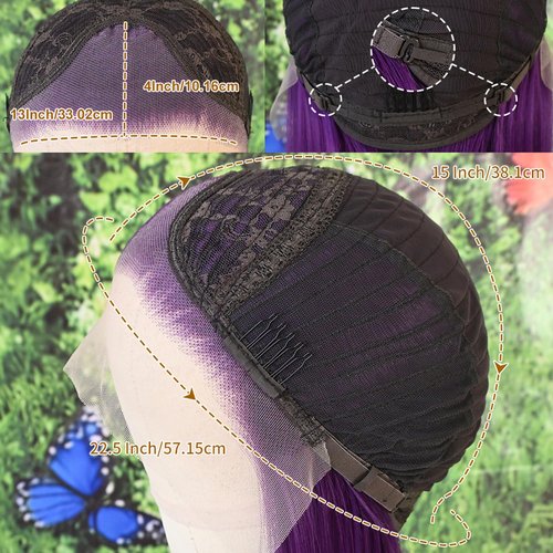Lezaxiu Purple Lace Front Wigs Long Straight Glueless Dark Purple Wigs Pre Plucked Ready to Wear Wigs Heat Resistant Synthetic Lace Front Wig for Black Women Natural Hairline