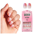 WICKED X KISS Press On Nails - Pink Perfection | Short Oval, Waterproof & Chip Proof, 28 Nails Set