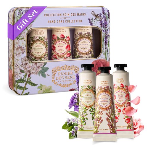 Panier des Sens - Mini Hand Cream Set - Gifts for Women - Rose, Lavender, Verbena Natural Hand Cream - Mothers Day Gift Ideas Made in France - 97% Natural - Hand Lotion Travel Size 3x1 Floz