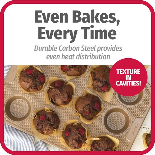 GoodCook BestBake Nonstick Carbon Steel Muffin Pan - 12 Cup, Textured Bronze Finish