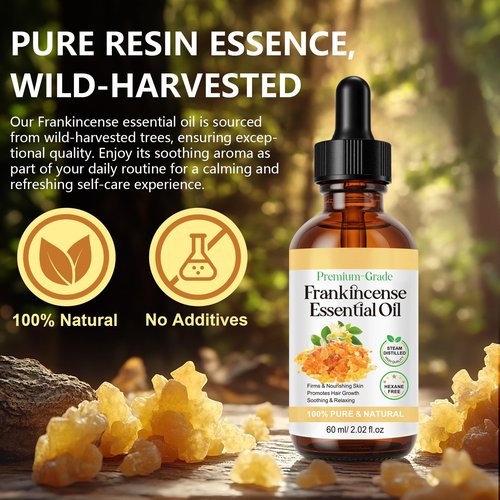 Shuangjia Frankincense Resin Oil for Face 2.02 fl.oz, Reduces Fine Lines & Wrinkles, Soothes & Repairs Skin, Deep Hydration for Body, Anti-Aging Serum Frankincense Skin Essential Oil Wrinkle