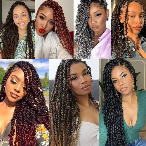 Ubeleco Passion Twist Hair 24 Inch 154 Strands Water Wave Crochet Hair for Black Women 7 Packs Long Bohemian Curly Braiding Hair Spring Twist Crochet Braids Hair Extensions (24inch,1B)