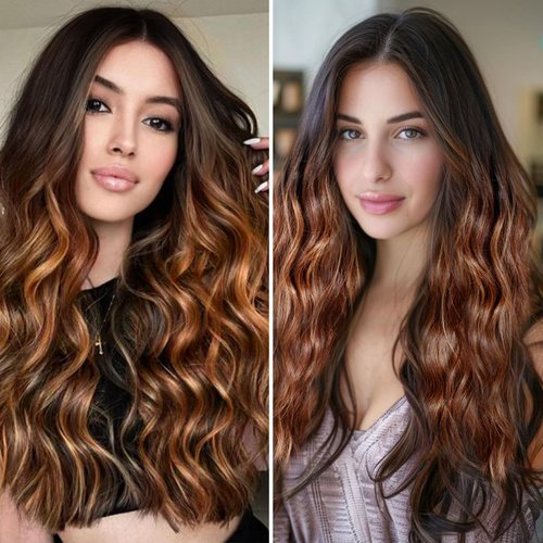 SHINLEA Brown Highlight Wig for Women, 26 Inch Long Wavy Lace Hairline Middle Part Natural Looking Synthetic Heat Resistant Fiber Wigs for Daily, Party, Halloween and Cosplay, Brown Highlight