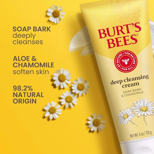 Burt's Bees Face Wash - Deep Cleansing Cream with Chamomile | All-Natural 6 oz (Pack of 3)