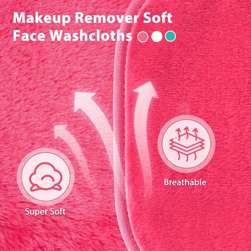 Skiennix Makeup Remover Cloths - Reusable Microfiber Face Towels | 6" x 6" | 12 Pack with Mesh Bag