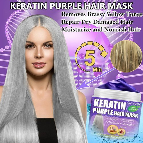 Skiennix Keratin Hair Treatment - Purple Hair Mask for Brassy Blonde & Platinum Hair | Deep Conditioner with Argan & Jojoba Oil