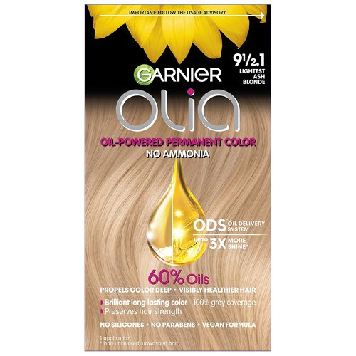 Garnier Olia Hair Color - Ammonia-Free Permanent Dye for Brilliant Oil-Rich Shine | 9 1/2.1 Lightest Ash Blonde