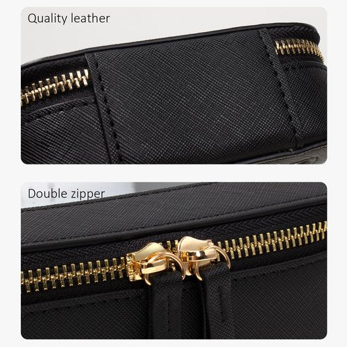 Clear Makeup Bags TSA Approved Toiletry Bag with Handle Large Opening,Clear Toiletry Bags for Carry-on Traveling Travel Car Accessories Essentials Organziation Storage for Women Girls(Black, Middle)